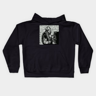 Thelonious Monk Legendary Jazz Piano Player Linotype Art Original Design T-Shirt - Gift for Vinyl Collector, Jazz Fan or Musician Kids Hoodie